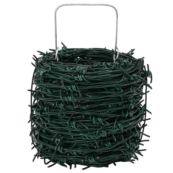 Powder Coated Iron Barbed Wire 100 Metre Green Garden Fencing Accessory Garden Fencing Accessories