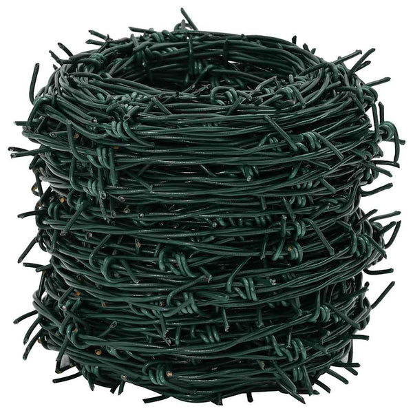 Powder Coated Iron Barbed Wire 100 Metre Green Garden Fencing Accessory Garden Fencing Accessories