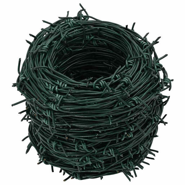 Powder Coated Iron Barbed Wire 100 Metre Green Garden Fencing Accessory Garden Fencing Accessories