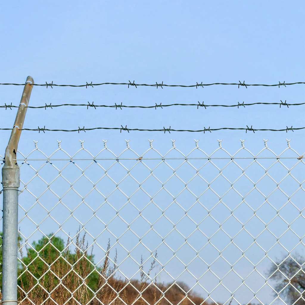 Powder Coated Iron Barbed Wire 100 Metre Green Garden Fencing Accessory Garden Fencing Accessories