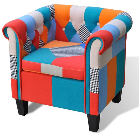 Armchair With Patchwork Design Fabric Accent Chairs