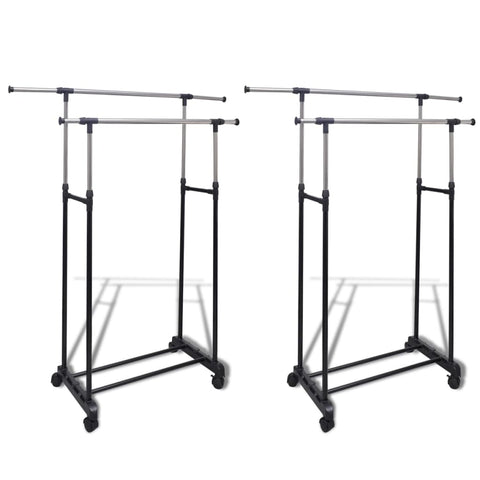 Adjustable Clothes Rack With 2 Hanging Rails Pcs