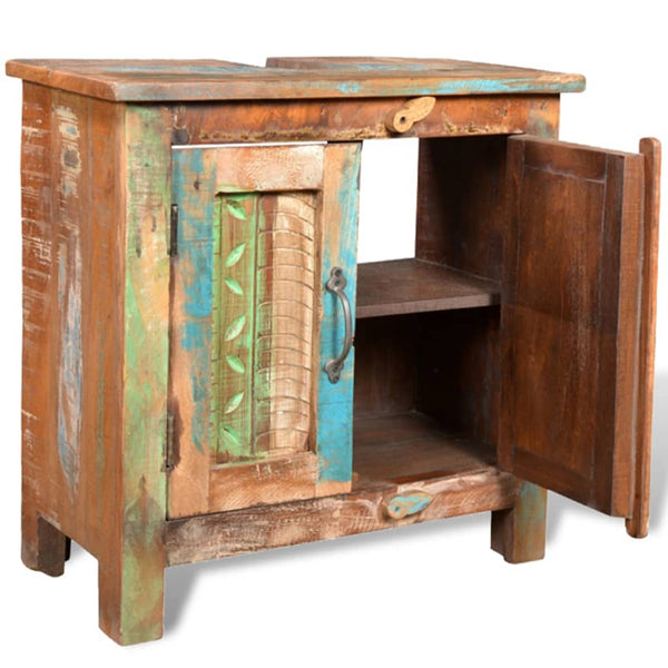 Reclaimed Solid Wood Bathroom Vanity Cabinet Set With Mirror Bathroom Cabinets