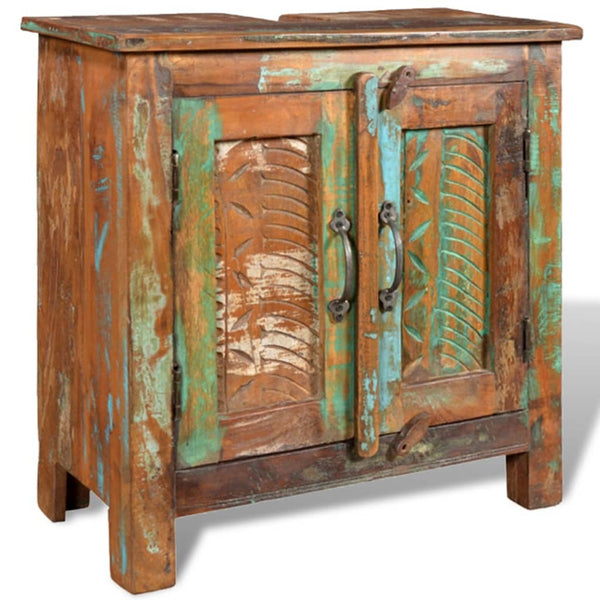 Reclaimed Solid Wood Bathroom Vanity Cabinet Set With Mirror Bathroom Cabinets