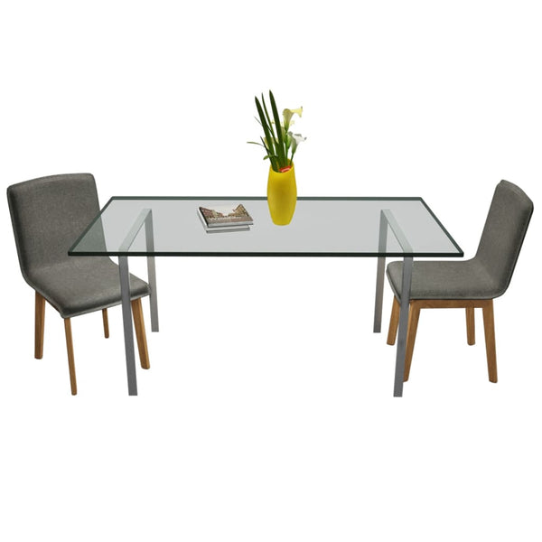 Dining Chairs 2 Pcs Light Grey Fabric And Solid Oak Wood