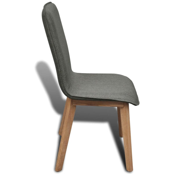 Dining Chairs 4 Pcs Light Grey Fabric And Solid Oak Wood