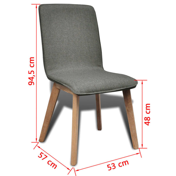 Dining Chairs 4 Pcs Light Grey Fabric And Solid Oak Wood