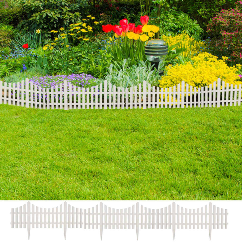 Vidaxl White Lawn Divider 17 Pcs / 10 M Garden Edging & Borders