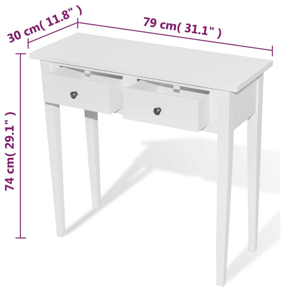 Vidaxl Dressing Console Table With Two Drawers White Dressing Tables