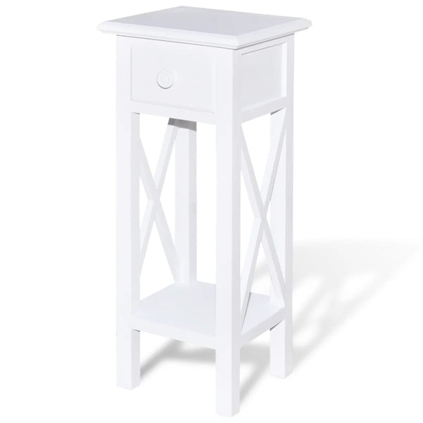 Vidaxl Side Table With Drawer White Side Tables