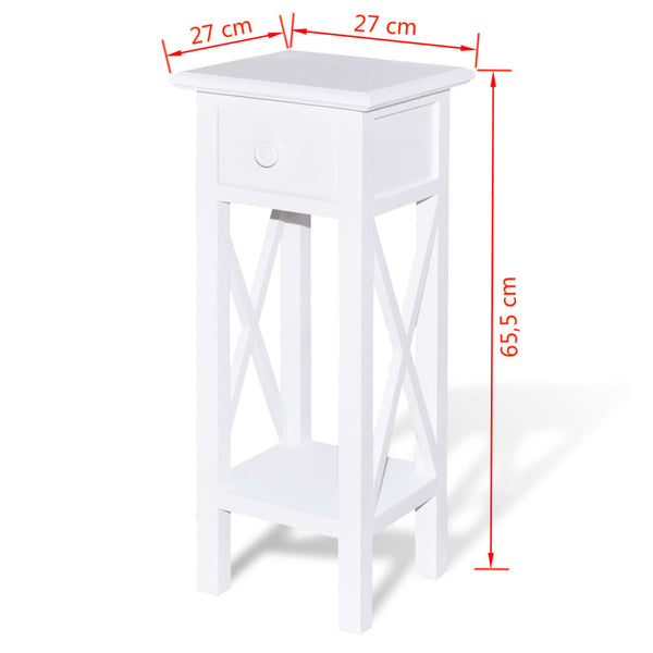 Vidaxl Side Table With Drawer White Side Tables