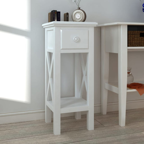 Vidaxl Side Table With Drawer White Side Tables