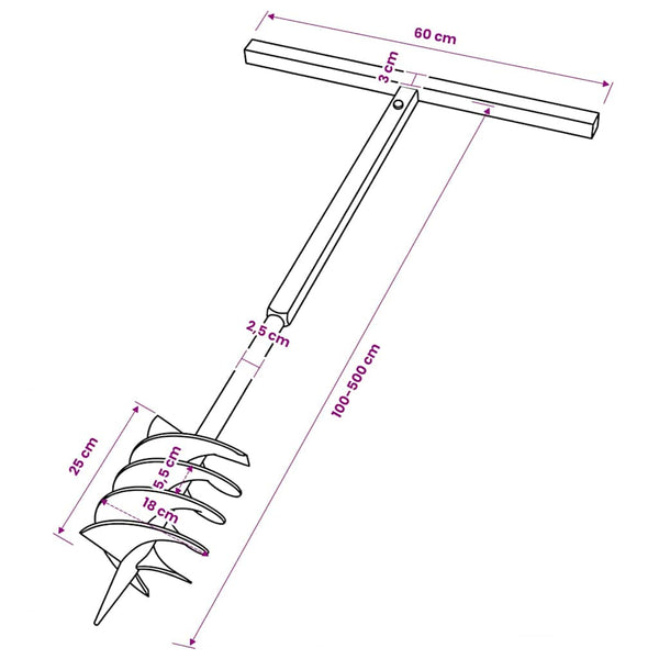 Steel Ground Drill With Handle And 5M Extension Tube Post Hole Diggers & Augers