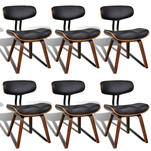 Vidaxl 6 Pcs Bent Wood And Faux Leather Dining Chairs
