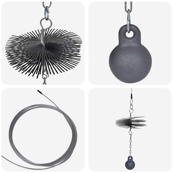 Round Steel Wire Chimney Cleaning Brush With Ball And Thread 25 Cm Cleaning Brushes