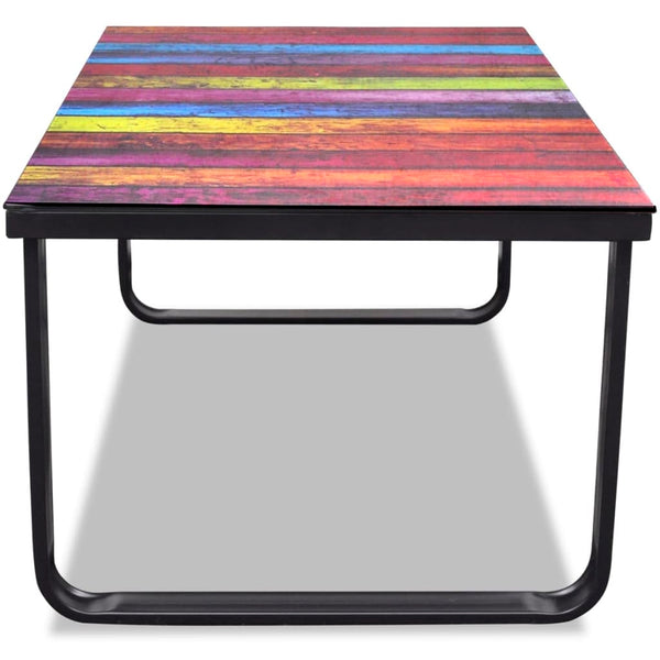 Coffee Table With Rainbow Printing Glass Top