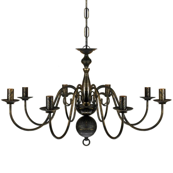 Chandeliers & Ceiling Fixtures Antique Black Metal Chandelier 8 X E14 Bulbs