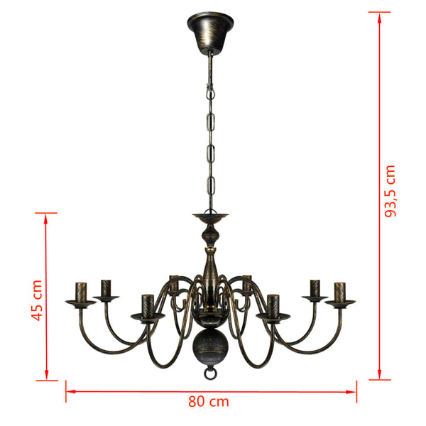 Antique Black Metal Chandelier 8 X E14 Bulbs Chandeliers & Ceiling Fixtures