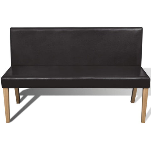 Bench 139.5 Cm Dark Brown Faux Leather Benches