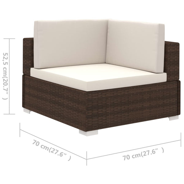 6 Piece Garden Lounge Set With Cushions Poly Rattan Brown