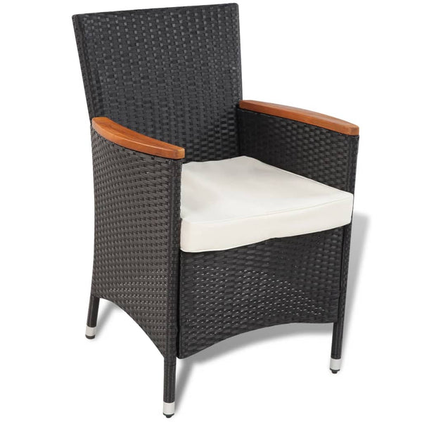 Vidaxl 5 Piece Outdoor Dining Set With Cushions Poly Rattan Black Outdoor Dining Sets