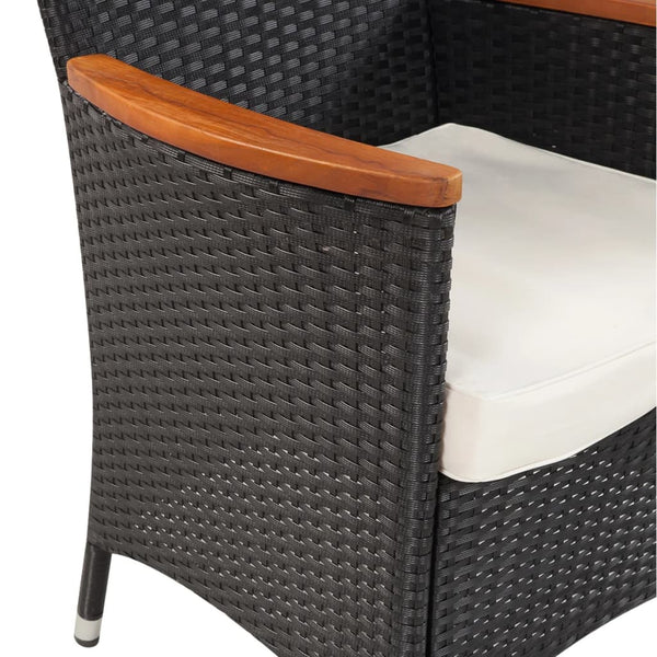 Vidaxl 5 Piece Outdoor Dining Set With Cushions Poly Rattan Black Outdoor Dining Sets