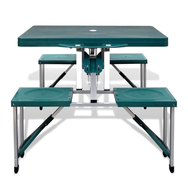 Vidaxl Foldable Camping Table Set With 4 Stools Aluminium Extra Light Green Camping Tables