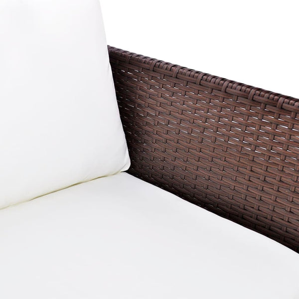 Vidaxl 3 Piece Garden Lounge Set With Cushions Poly Rattan Brown Loungers