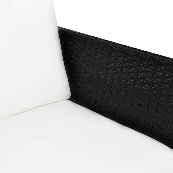 Vidaxl 3 Piece Garden Lounge Set With Cushions Poly Rattan Black Loungers