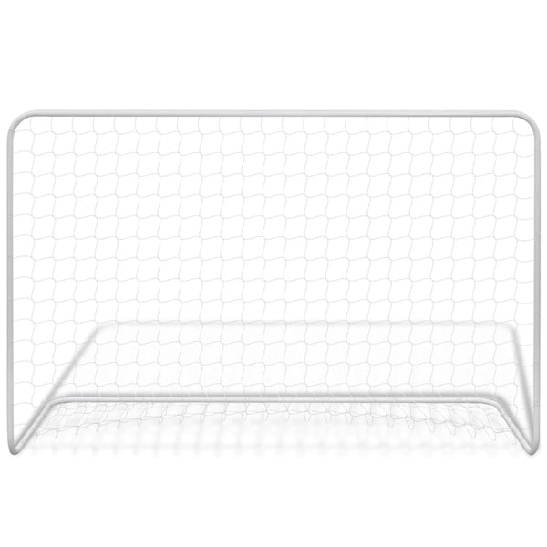 Football Goal With Net 182X61x122 Cm Steel White Soccer Goals