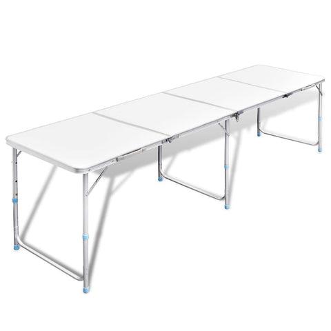 Foldable Camping Table Height Adjustable Aluminium 240 X 60 Cm