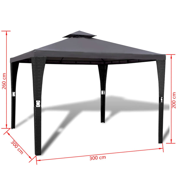 Vidaxl Poly Rattan Gazebo With Dark Grey Roof 3 X M Gazebos & Pergolas