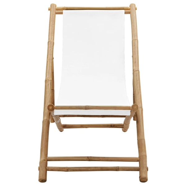 Outdoor Deck Chair Bamboo And Canvas