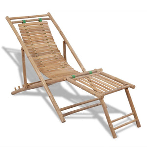 Outdoor Deck Chair With Footrest Bamboo