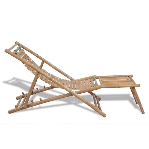 Outdoor Deck Chair With Footrest Bamboo