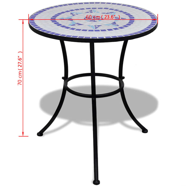 Bistro Table Blue And White 60 Cm Mosaic