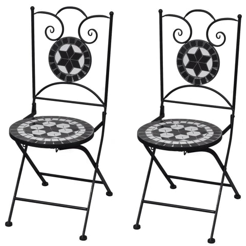 Folding Bistro Chairs 2 Pcs Ceramic Patio Chairs