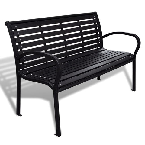 Garden Bench 125 Cm Steel And Wpc Black Benches