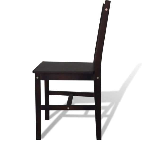 6 Pcs Brown Pinewood Dining Chairs