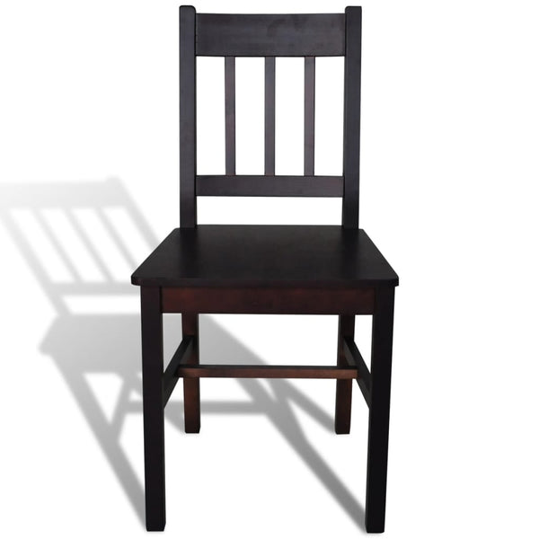 6 Pcs Brown Pinewood Dining Chairs