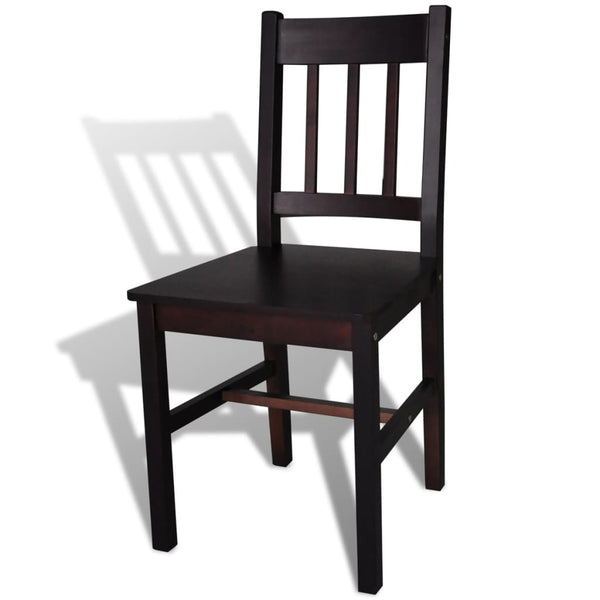 6 Pcs Brown Pinewood Dining Chairs