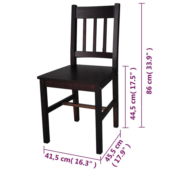 6 Pcs Brown Pinewood Dining Chairs