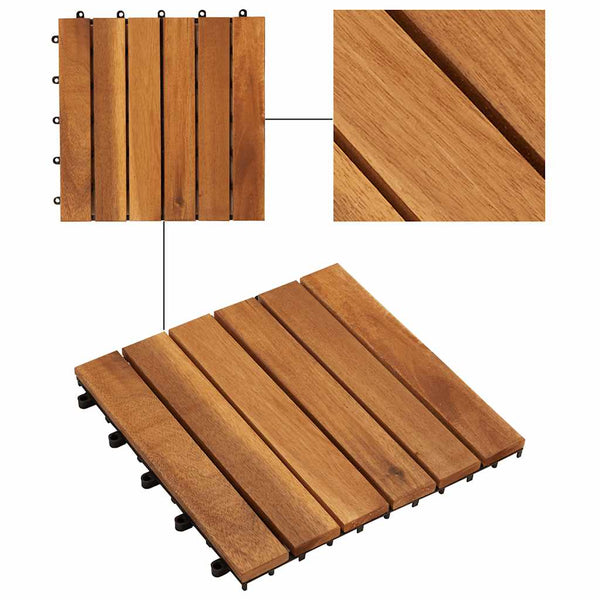 Vidaxl 10 Pcs Acacia Decking Tiles 30 X Cm Vertical Pattern Decking Fixtures & Spacers