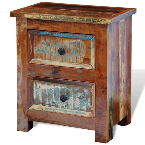 Nightstand With 2 Drawers Solid Reclaimed Wood Bedside Tables