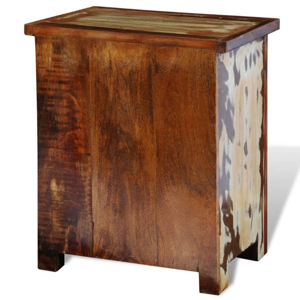 Solid Reclaimed Wood Nightstand With 2 Drawers 43 X 35 51 Cm Bedside Tables