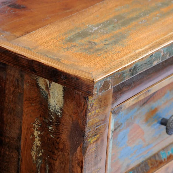 Solid Reclaimed Wood Nightstand With 2 Drawers 43 X 35 51 Cm Bedside Tables
