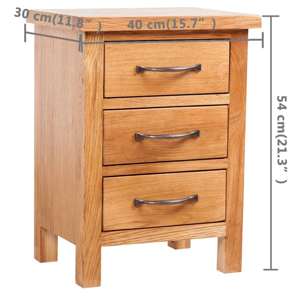 Vidaxl Nightstand With 3 Drawers 40X30x54 Cm Solid Oak Wood Bedside Tables