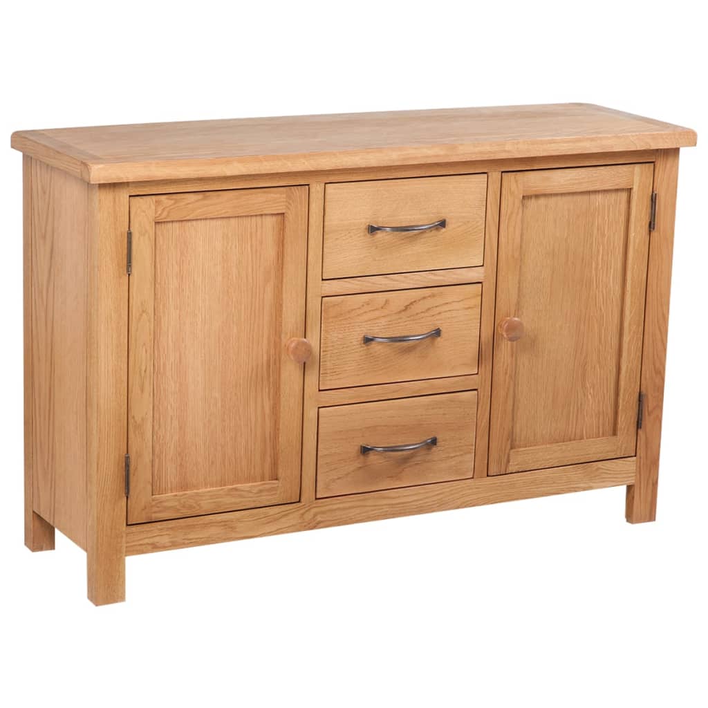 Sideboard With 3 Drawers 110X33.5X70 Cm Solid Oak Wood Sideboards & Buffets