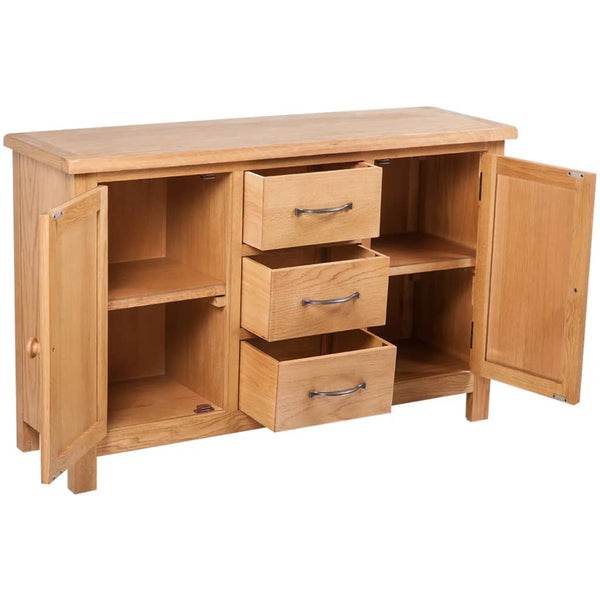 Sideboard With 3 Drawers 110X33.5X70 Cm Solid Oak Wood Sideboards & Buffets