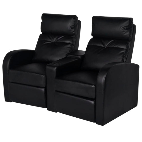 Recliner 2-Seat Artificial Leather Black